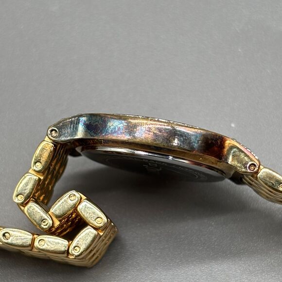 Ladies DMQ Swiss Quartz Gold Tone Watch Cubic Zirconia Bezel Bracelet Band WORKS - Picture 8 of 12